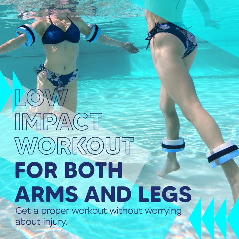 Sunlite Sports Foam Aquatic Cuffs, Weights for Water Exercise, High-Density EVA for Enhanced Pool Fitness Training, Water Aerobics Float Ring with Adjustable Webbing, Pack of 2