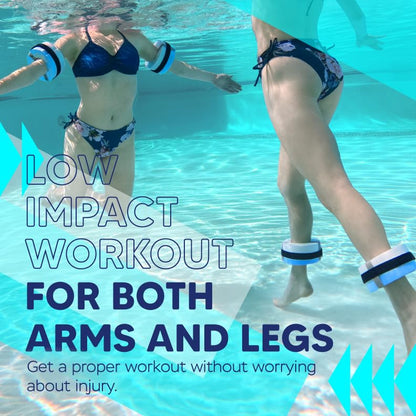 Sunlite Sports Foam Aquatic Cuffs, Weights for Water Exercise, High-Density EVA for Enhanced Pool Fitness Training, Water Aerobics Float Ring with Adjustable Webbing, Pack of 2