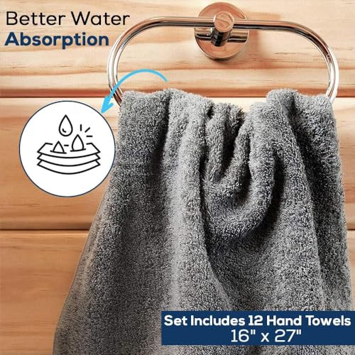 Simpli-Magic Cotton Hand Towels 16"x27" (12 Pack) – Soft Towels for Bathroom, Kitchen, Salon & Gym (Gray) - color: Gray