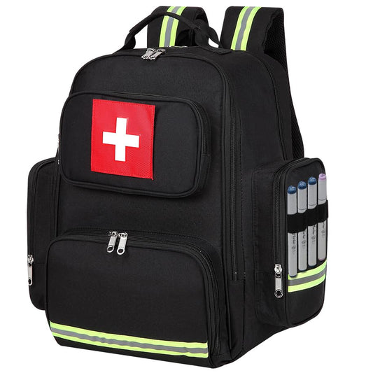 Gatycallaty First Aid Backpack Medical Emt First Responder Bag Empty Ems Emergency Home Health Hiking Trauma Travel Camping (Black, Large) - color: Black, size: Large