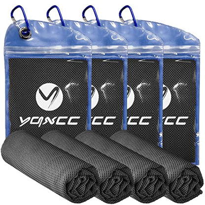 YQXCC 4 Pack Cooling Towels (47"x12"), Ice Cool Neck Towel, Soft Breathable Microfiber for Yoga, Golf, Gym, Running, Camping & Hot Weather - color: Dark Gray 4 Packs