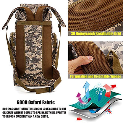 70L Hiking Backpack for Men, Waterproof Lightweight Camping Backpack, Military Rucksack with Molle, 3-Day Assault Pack for Travel, Climbing, Outdoor Sports (Green Camouflage) - style: Green Camouflage