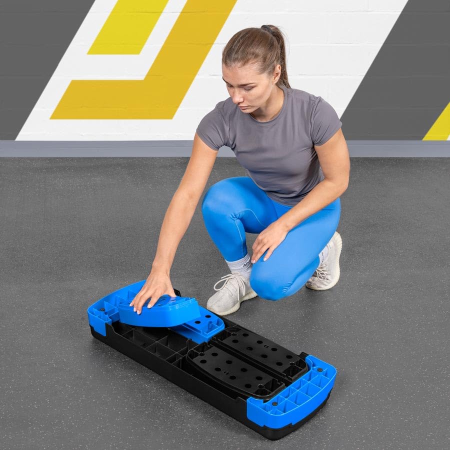 METIS Fitness/Exercise Step – Adjustable Height Levels (4in, 6in & 8in) | Aerobic Step - Home Gym Equipment | Step Up Box For Exercise | [2 Color Options] - color: Black/Blue