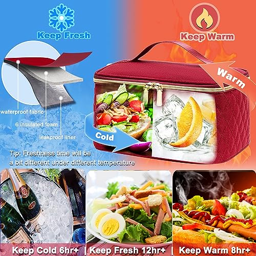 Weitars Lunch Backpack for Women,15.6 Inch Laptop Backpacks Travel Backpack for Women,Work Back pack,Teacher Nurse Back pack Insulated Lunchbox Backpacks - color: Wine Red