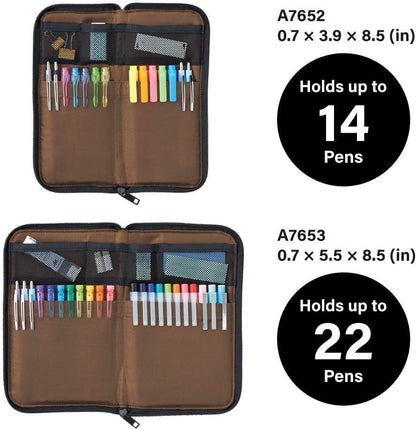 LIHIT LAB Slim Pen/Pencil Pouch, 0.7 × 3.9 × 8.5 Inches, Black (A7652-24) - color: Black, size: 0.7 × 3.9 × 8.5 Inches
