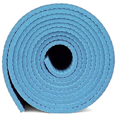 YogaAccessories 1/4" Thick High Density Deluxe Non Slip Exercise Pilates & Yoga Mat - color: Light Blue