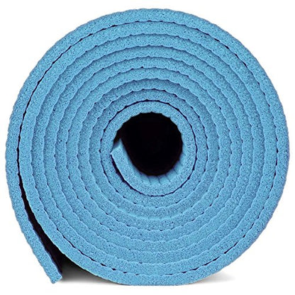 YogaAccessories 1/4" Thick High Density Deluxe Non Slip Exercise Pilates & Yoga Mat - color: Light Blue