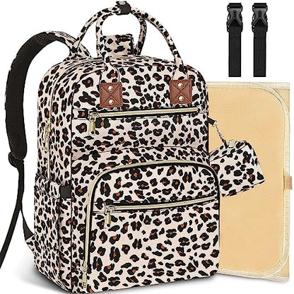 Tenot Baby Diaper Bag Backpack, Travel Diaper Bags for Baby Girl Boy Large Capacity Baby Bag Backpack for Women Leopard Print - color: Leopard