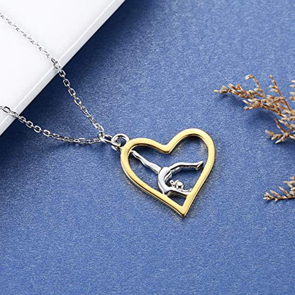 Sariel Gymnastics Gifts for Women Gymnast Necklace 925 Sterling Silver Gymnastics Fashion Jewelry Pendant Birthday - color: Gold