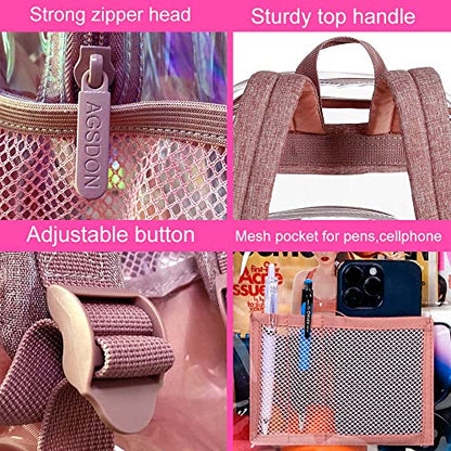 gxtvo Clear Backpack, Heavy Duty Transparent Bookbag, See Through Backpacks for Women Men | Heavy Duty - color: Pink