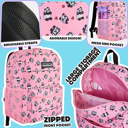 Minecraft Backpack for Boys Kids Teens Adjustable Straps Front Pocket Daypack Backpacks for Sports Gym School Gamer Gifts (Pink) - color: Pink
