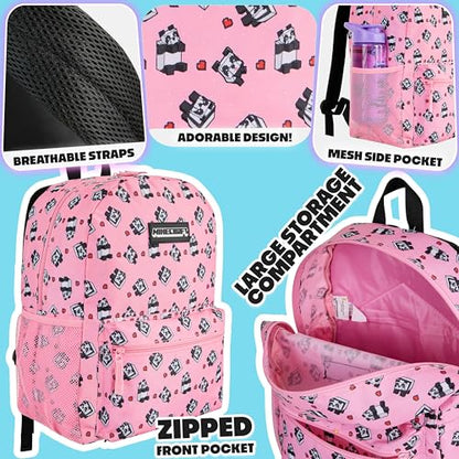 Minecraft Backpack for Boys Kids Teens Adjustable Straps Front Pocket Daypack Backpacks for Sports Gym School Gamer Gifts (Pink) - color: Pink