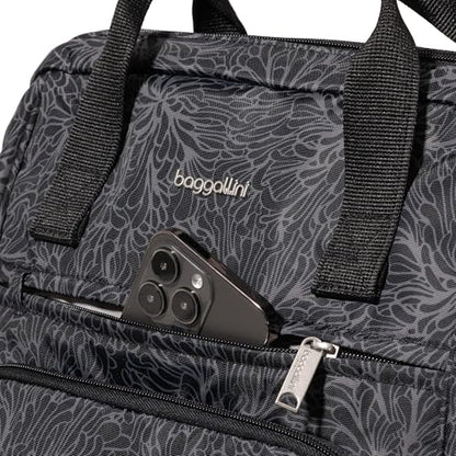 Baggallini Securtex Anti-Theft Windsor Backpack for Travel, Work & College, RFID & Locking Zipper, Up to 16" Laptop - color: Midnight Blossom Print