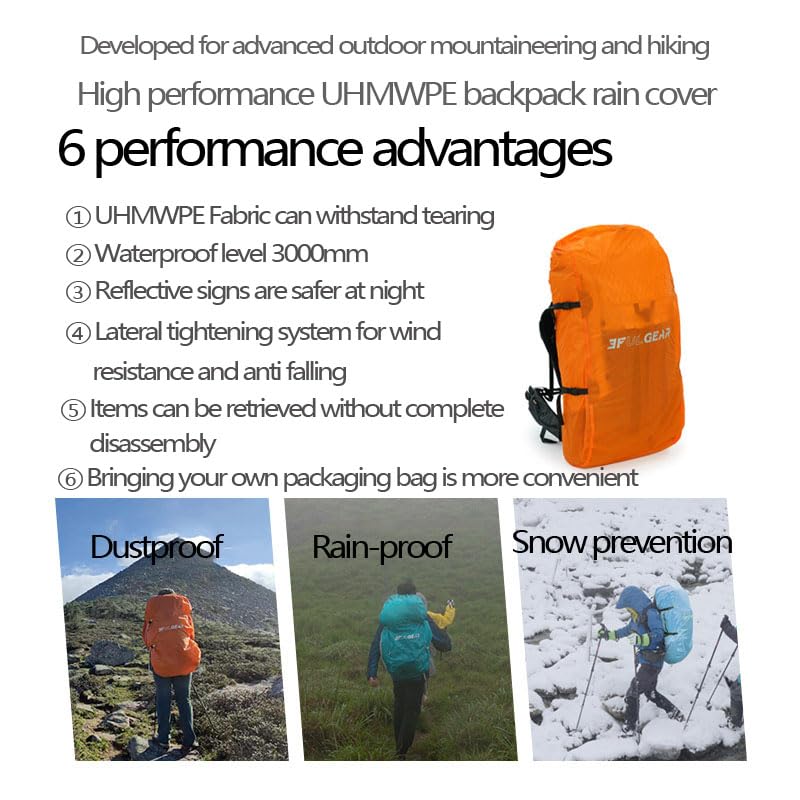 3F 20-85L backpack rain cover, waterproof, dustproof, wear-resistant, tear resistant outdoor hiking backpack cover (orange-M) - color: Orange-m