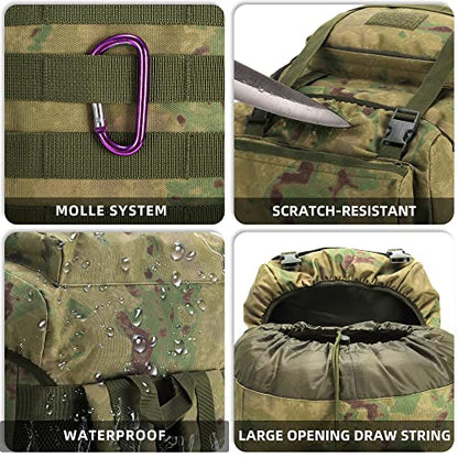 King'sGuard 70L Camping Hiking Backpack for Men Women Large Military Tactical Backpack Molle Rucksack Backpack for Outdoor - color: Ruin Green
