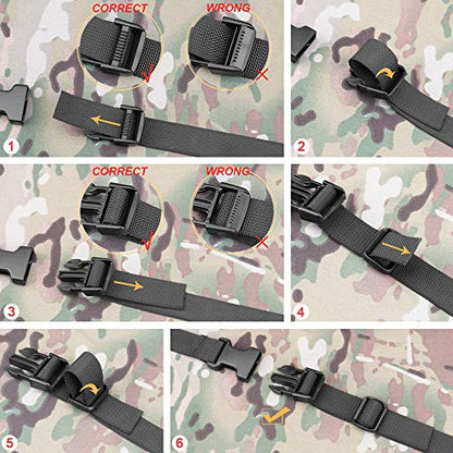 MAGARROW 78" x 1" Strap Buckle Packing Straps Adjustable 1-Inch Belt - color: Black 6.5 feet Long (4-PCS)