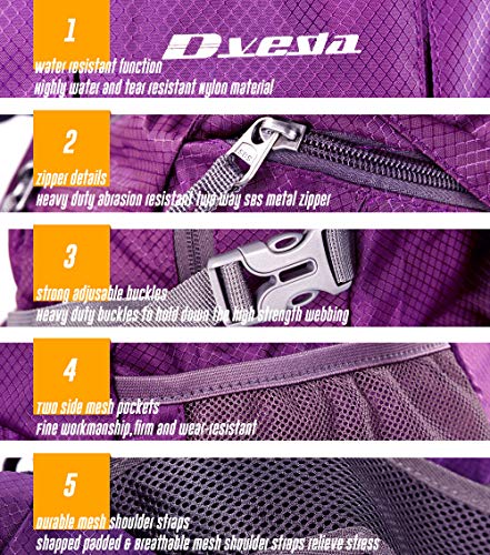 35L Lightweight Packable Backpack Waterproof Durable Hiking Travel Backpack Daypack - color: Purple