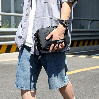 Waterproof Polyester Slim Unisex Crossbody Sling Bag Chest Backpack Men's Shoulder Bag, Leisure Travel Handbag, Hard Shell Anti-Theft Chest Bag, Messenger Bag-Black, Standard, Retro - color: Messenger Bag-black