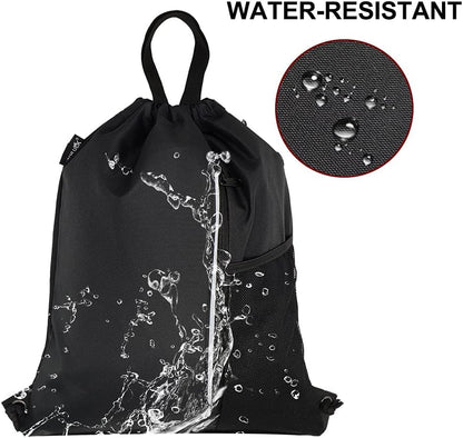 HOLYLUCK Drawstring Backpack Gym Bag For Men Women, String Beach Swim Sports Backpack - color: Black-1, style: Standard Drawstring