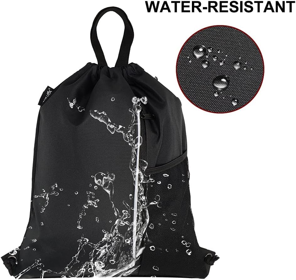 HOLYLUCK Drawstring Backpack Gym Bag For Men Women, String Beach Swim Sports Backpack - color: Black-1, style: Standard Drawstring