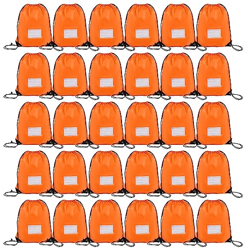 CODOBON 30 Pack Drawstring Bags,Bulk Draw String Backpack, DIY Gym Sports Cinch Bag Sackpack for Women Men, Orange - color: Orange