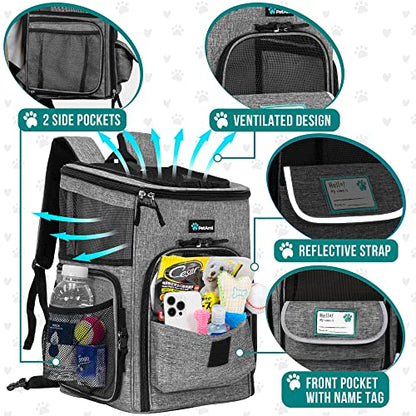 PetAmi Dog Backpack Carrier, Airline Approved 4-Way Entry Cat Backpack Carrier, Ventilated Mesh, Collapsible Pet Carrier for Small Puppy, Kitten, Hiking, Travel Car, Vet, up to 18 lbs, Heather Gray - color: Heather Gray