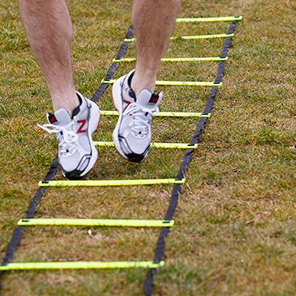 Fitness Health Gym Workout Equipment Sets for Exercise - Includes 1x4 Meter Agility Ladder, 60 Agility Multicolor Cones, 2 Resistance Bands, 3 PCS of Heavy Duty PVC Pipe Training Hurdles