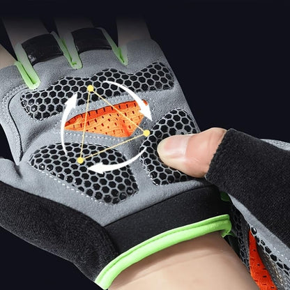 1 Pair Half Finger Cycling Gloves, Breathable Non-Slip Padded Workout Gloves, Lightweight Outdoor Sports Gloves - size: Large