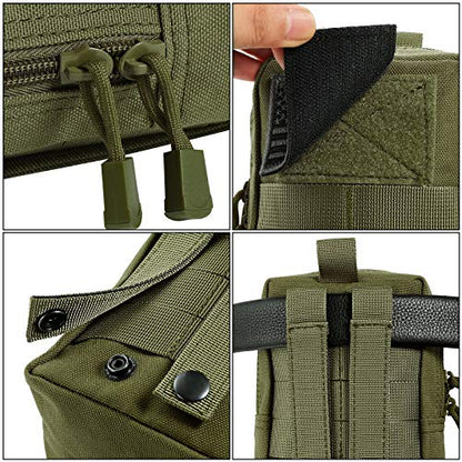 FRTKK 2 Pack Molle Pouches - Tactical Compact Water-Resistant EDC Pouch Bag Small Utility Pouch - color: 2 Pack-Army green