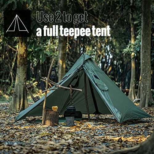 ONETIGRIS TENTSFORMER Hooded Poncho 4-in-1 Raincoat, Backpack Rain Cover, Half Teepee Tent and Tarp Shelter
