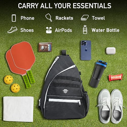 Nomad USA Pickleball Bag for Men & Women,10L Sports Bag Pickleball Backpack w/Fence Hook, Safety Pockets, 3 Compartments, Adjustable Sling Bag for Shoe,Gear,Equipment,Paddles,Balls,Accessories