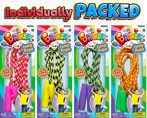 JA-RU 7ft Adjustable Jump Rope (Jump Rope) Nylon Braided Jump Ropes for Kids. Indoor & Outdoor Activities for Teens. Bulk Party Favor & Gymnastics Goodie Bag Stuffers. 1995 - style: 2 Pack
