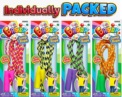 JA-RU 7ft Adjustable Jump Rope (Jump Rope) Nylon Braided Jump Ropes for Kids. Indoor & Outdoor Activities for Teens. Bulk Party Favor & Gymnastics Goodie Bag Stuffers. 1995 - style: 2 Pack