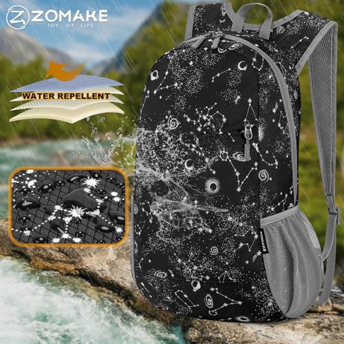 ZOMAKE Lightweight Packable Backpack 20L,Foldable Backpacks Small Daypack for Hiking Water Resistant Day Bag for Travel(Star Print) - color: Star Print