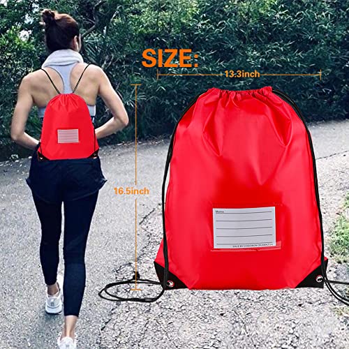 CODOBON 50 Pack Drawstring Bags,Bulk Draw String Backpack, DIY Gym Sports Cinch Bag Sackpack for Women Men, Red - color: Red