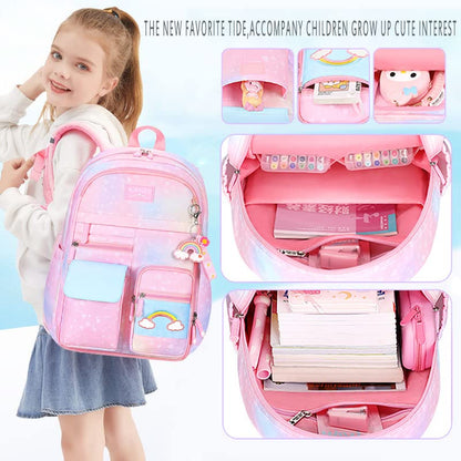 Kawaii Backpack, Pink Backpack for Girls, Kid Starry Rainbow Bookbag, Cute Backpack for Kids, Aesthetic Backpack, Pink(3 PCS Set) - color: 3 Pcs-set Pink Kawaii Backpack