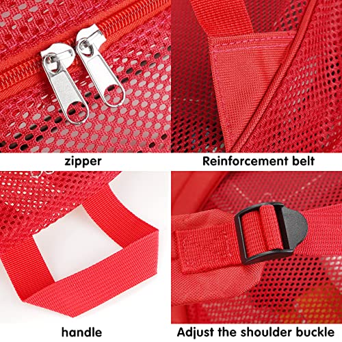 MCWTH Heavy Duty Mesh Backpack, See Through School College Student Mesh Bookbag (Red) - color: Red