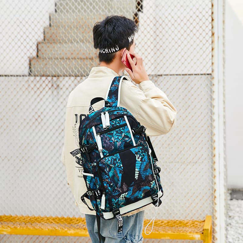 Txiujou Basketball Player 23 Student School Bag, Laptop Backpack, Ultra-Light Travel Bag, For Men And Women (Blue-Green2) - color: Blue-green2