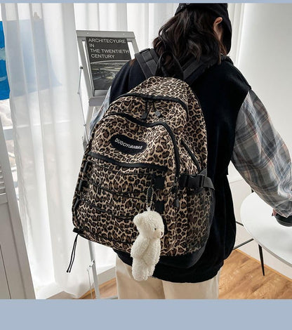 Fashion Cheetah Backpack Shoulder Bag, Trendy y2k Design Daypack Bookbag Leopard Print Coquette Purse Women Men Daily - color: Cocoa Brown