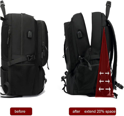 DUSLANG Travel laptop backpack, Extra Large 80L Traveling College Backpack,Large Capacity Backpack for Men Women,Fits 17 Inch Computer, USB Charging Port, Black - color: 80l Black With Shoes Storage Bag