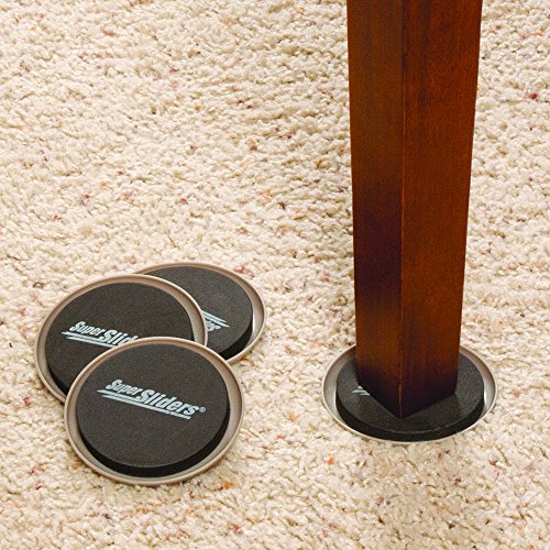 Super Sliders 3 1/2" and 5" Round Reusable Furniture Sliders- Medium and Large Sizes to Easily Move Items Across Carpet 16 Pack Beige - color: Beige, size: 3.5 inches and 5 inches, style: For Carpet