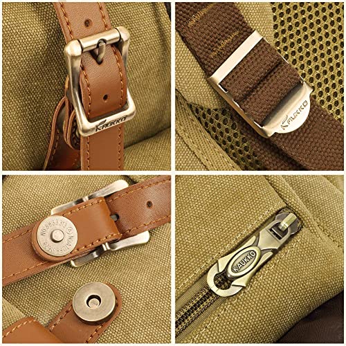 KAUKKO Travel Laptop Backpack, Outdoor Rucksack, Causal backpack Fits 15.6"(Canvas Khaki2pc) - color: Canvas Khkai(2pcs), size: Large