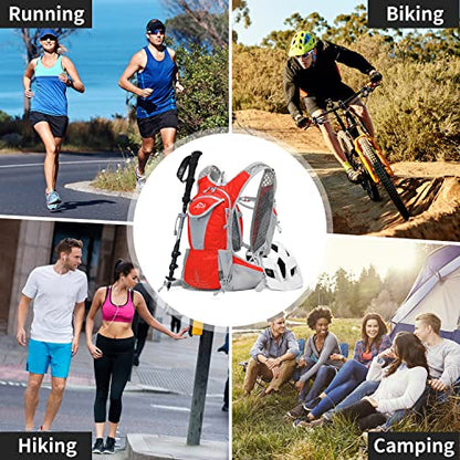 IX INOXTO Hydration Pack Backpack, Lightweight Water Backpack with 2L Hydration Bladder Daypack for Men Women,Running Hydration Vest for Trail Running Hiking Cycling Race Climbing - color: Dark Orange
