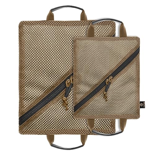 PETAC GEAR Tactical Storage Mesh Pouch Set,Insert Modular Utility Admin Pockets,Travel Organizer EDC Bag - color: Coyote Brown-BK