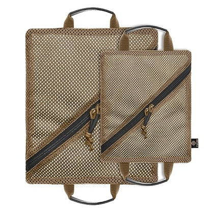 PETAC GEAR Tactical Storage Mesh Pouch Set,Insert Modular Utility Admin Pockets,Travel Organizer EDC Bag - color: Coyote Brown-BK