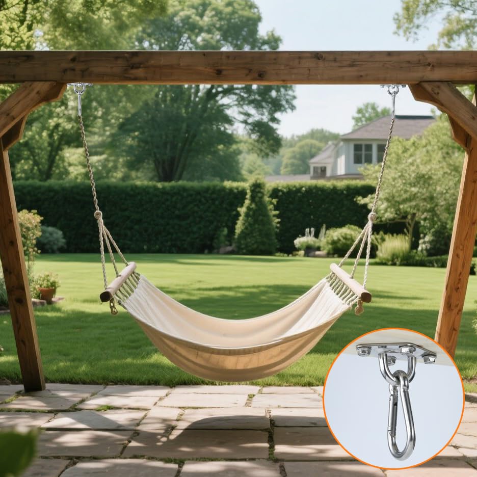 1700 lbs Capacity 2PCS 3.91in 304 Stainless Steel Pad Eye Hooks,2PCS 3.92in Snap Hooks, 8PCS Heavy Duty Screws for Hammock Hanging,Swing Hanging,Wall and Ceiling Mount,Indoor and Outdoor - style: 3.92 Inches Heavy Duty Pad Eye Hooks with Snap Hooks