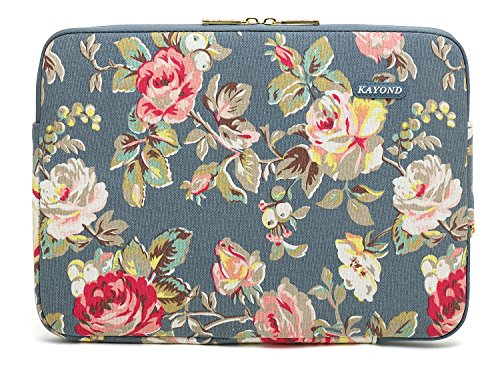 kayond Water-Resistant Canvas 14.1 Inch Laptop Sleeve-Blue Water Hyacinth - color: Blue water hyacinth, size: 14-14.1 inch