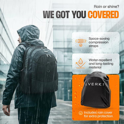 EVERKI Business 120 Pro 2 Laptop Backpack 40L W/Rain Cover Mesh Accessories Pouch & Quick Release Magnetic Keychain-2 Travel Laptop Compartments Fit Up To 18.4"RFID Pocket Patented Corner Protection - style: Business 120 Pro