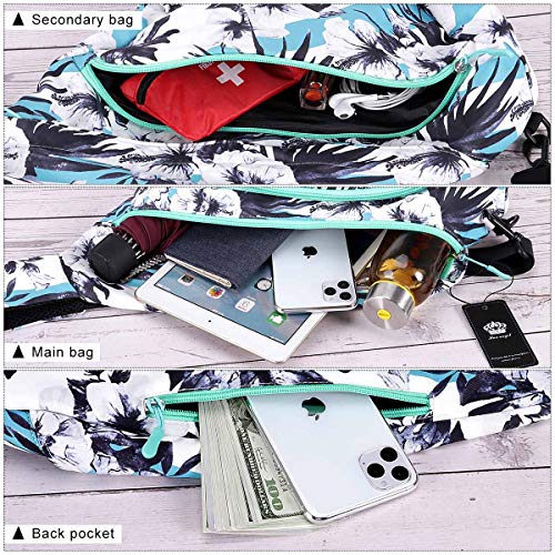 HUA ANGEL Crossbody Sling Bag for Men & Women Lightweight Waterproof Chest Shoulder Bag for Travel Hiking & Everyday Use - color: Black White Flower