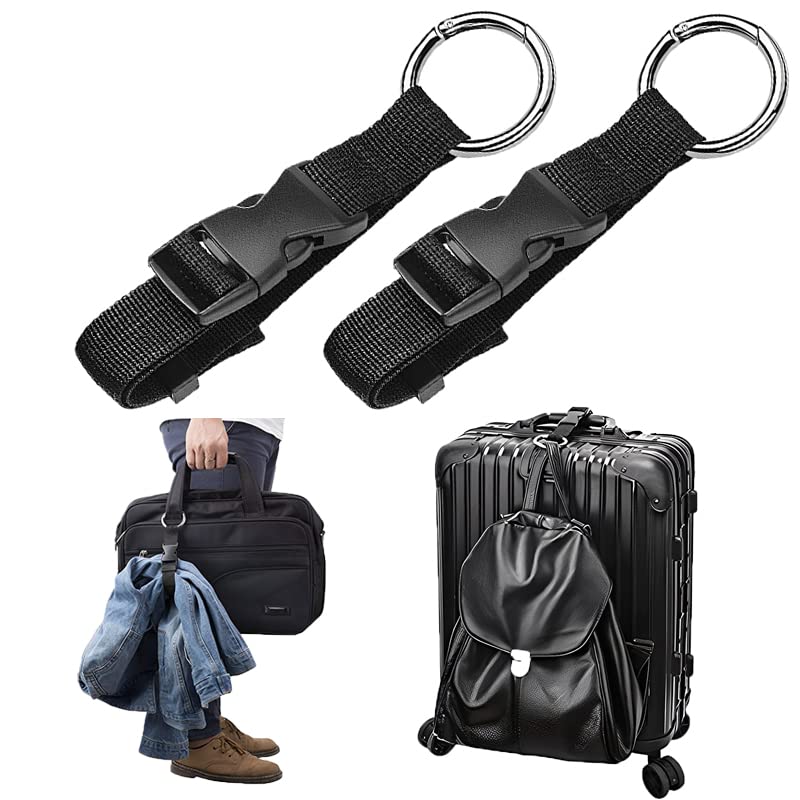 2 Pack Luggage Straps - Adjustable Suitcase Belts Luggage Connector Straps - Travel Accessories Jacket Gripper Arm Saver Easy to Carry Extra Bags (Black) - color: Black